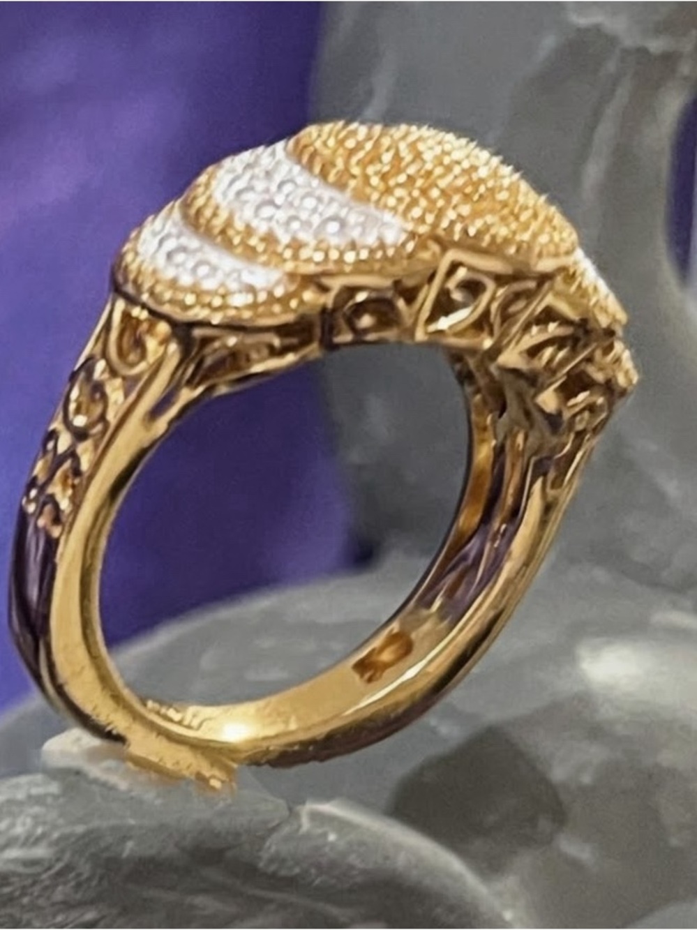 Vermeil Gold and Silver Textured Women's Ring